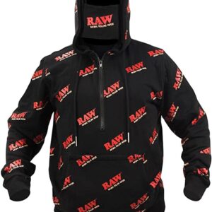 קפ'וצון RAW מעוצב בצבע שחור עם סמלי RAW אדומים